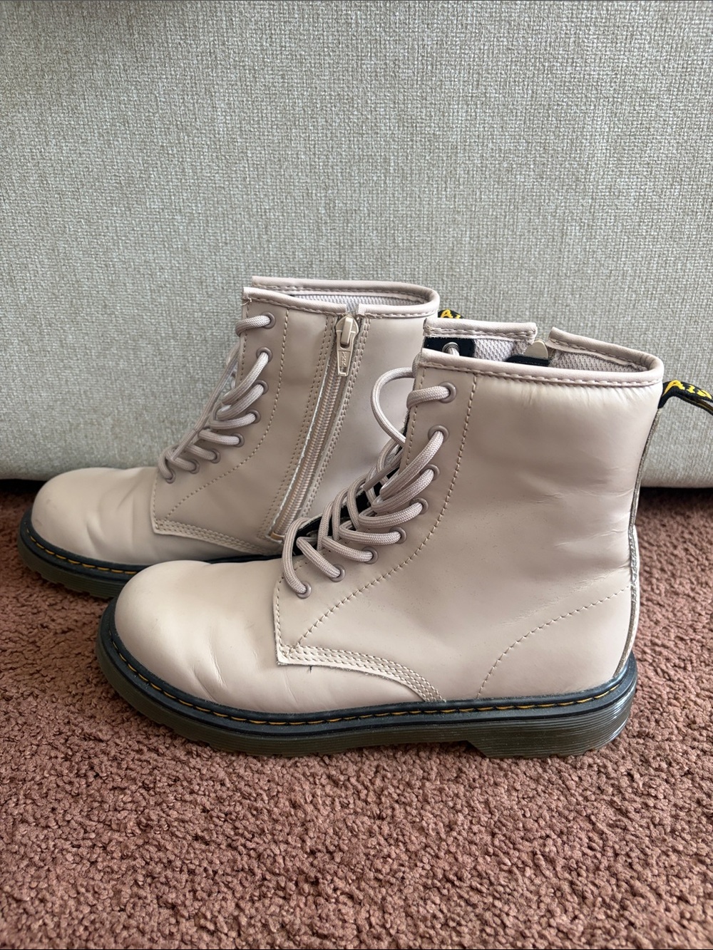 Dr. Martens AirWair Kids' 1460 lace-up boots in a taupe